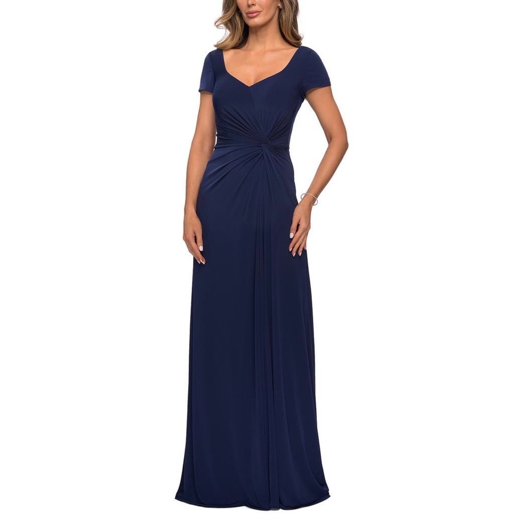 NEW La Femme 27872 Short Sleeve Twist Knot Gown Size 8